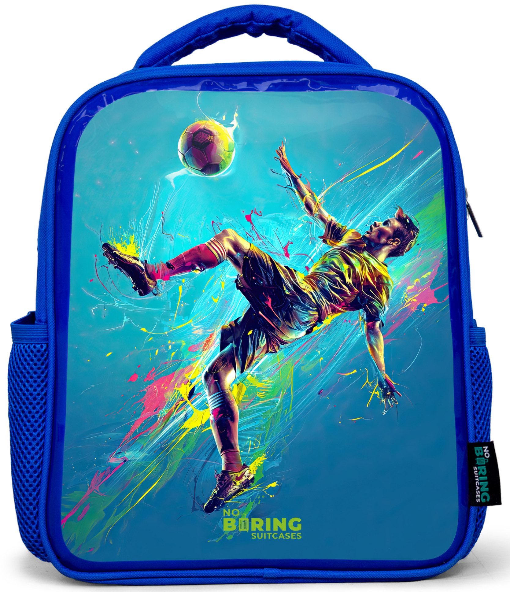 Rucksack Blau - Neon - Fußball - Kick - Farbenfroh