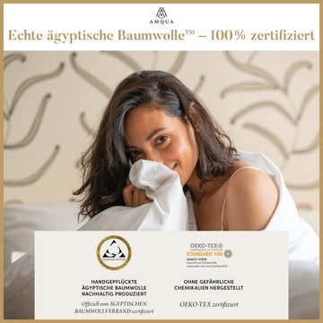 Kissenbezüge Mako Satin 2er Set Kissenbezug mit Reißverschluss, Premium Bettwäsche, Amqua, 100% ägyptische Baumwolle, Geld-zurück-Garantie, kuschelig weich