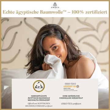 Bettwäsche Luxus Mako Satin, 100% ägyptische Baumwolle Premium Bettwäsche-Set, Amqua, Reißverschluss, Geld-zurück-Garantie, 60 Tage testen