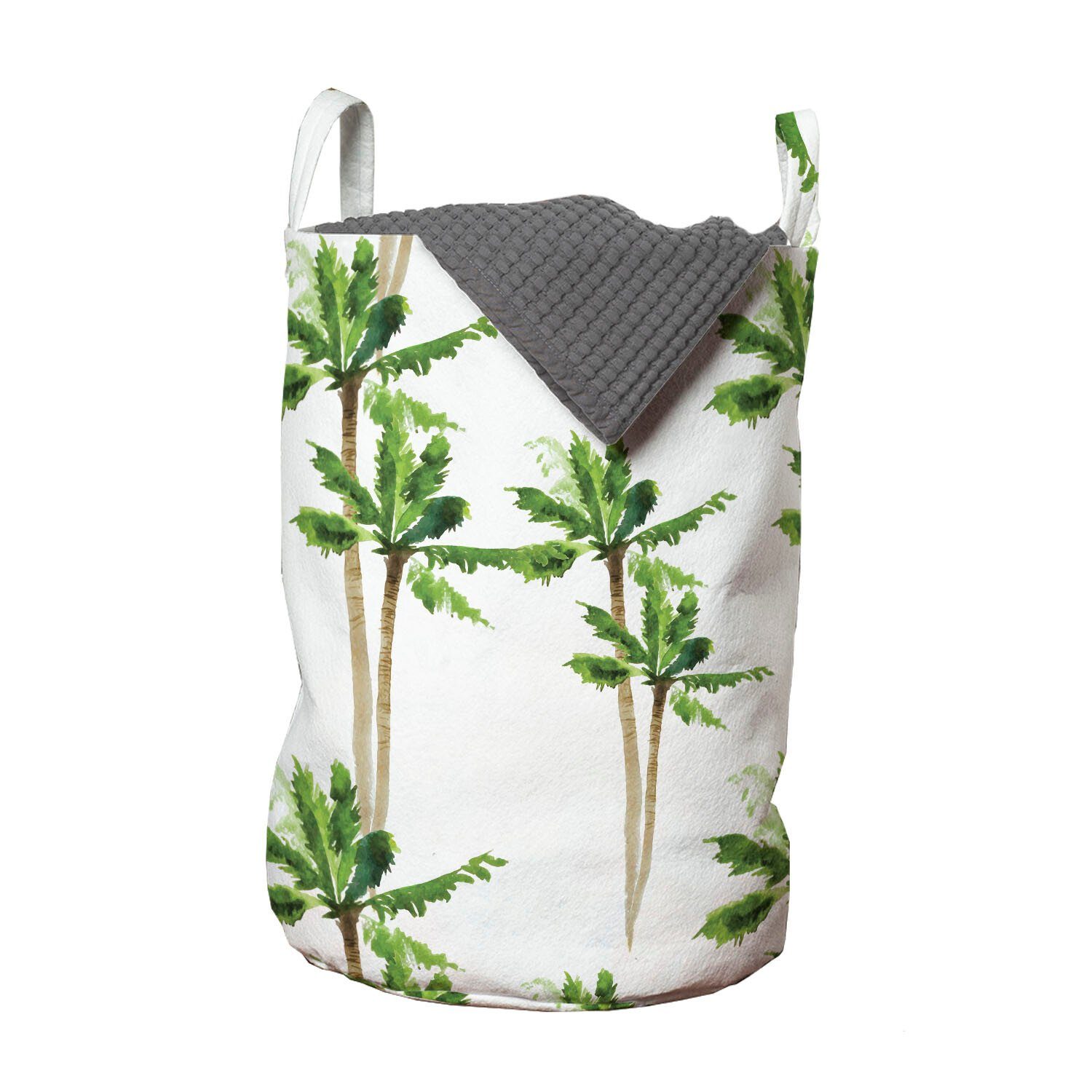 Abakuhaus Wäschesäckchen Wäschekorb mit Griffen Kordelzugverschluss für Waschsalons, Palme Wald in den Aquarellen
