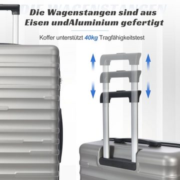 BlingBin Handgepäckkoffer Koffer Hochwertiges ABS-Gepäck, 4 Rollen, TSA-Schloss, Spinnerräder, wasserdichtes Design, Grau