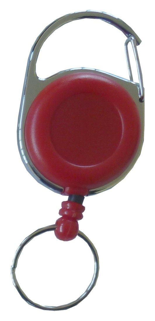 Kranholdt Schlüsselanhänger Jojo / Ausweishalter / Ausweisclip mit runder Form (100-tlg), Metallumrandung, Gürtelclip, Schlüsselring Rot