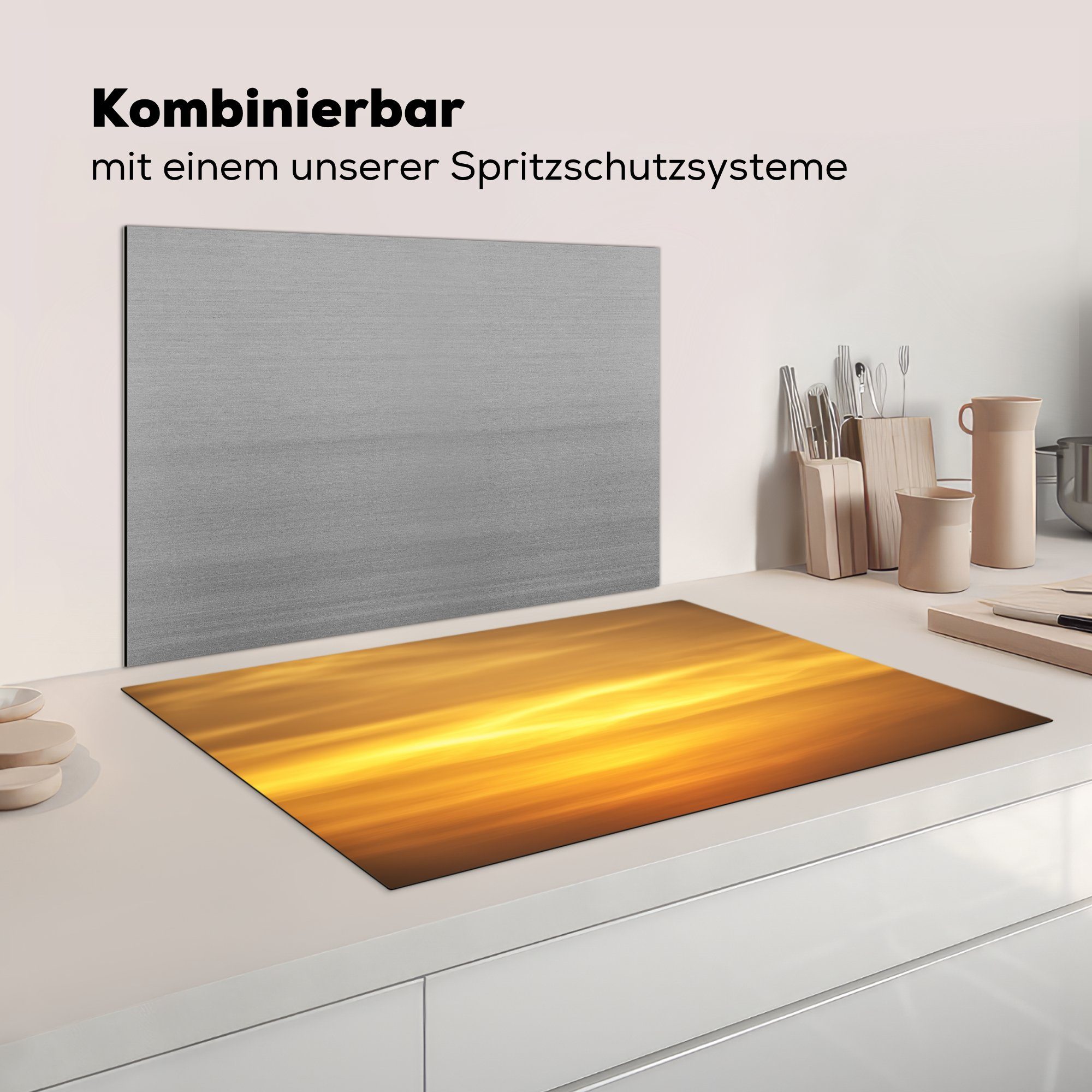 Ockergelber Vinyl, MuchoWow 81x52 (1 küche, Ceranfeldabdeckung die tlg), Schutz cm, Induktionskochfeld für Sonnenuntergang, Herdblende-/Abdeckplatte