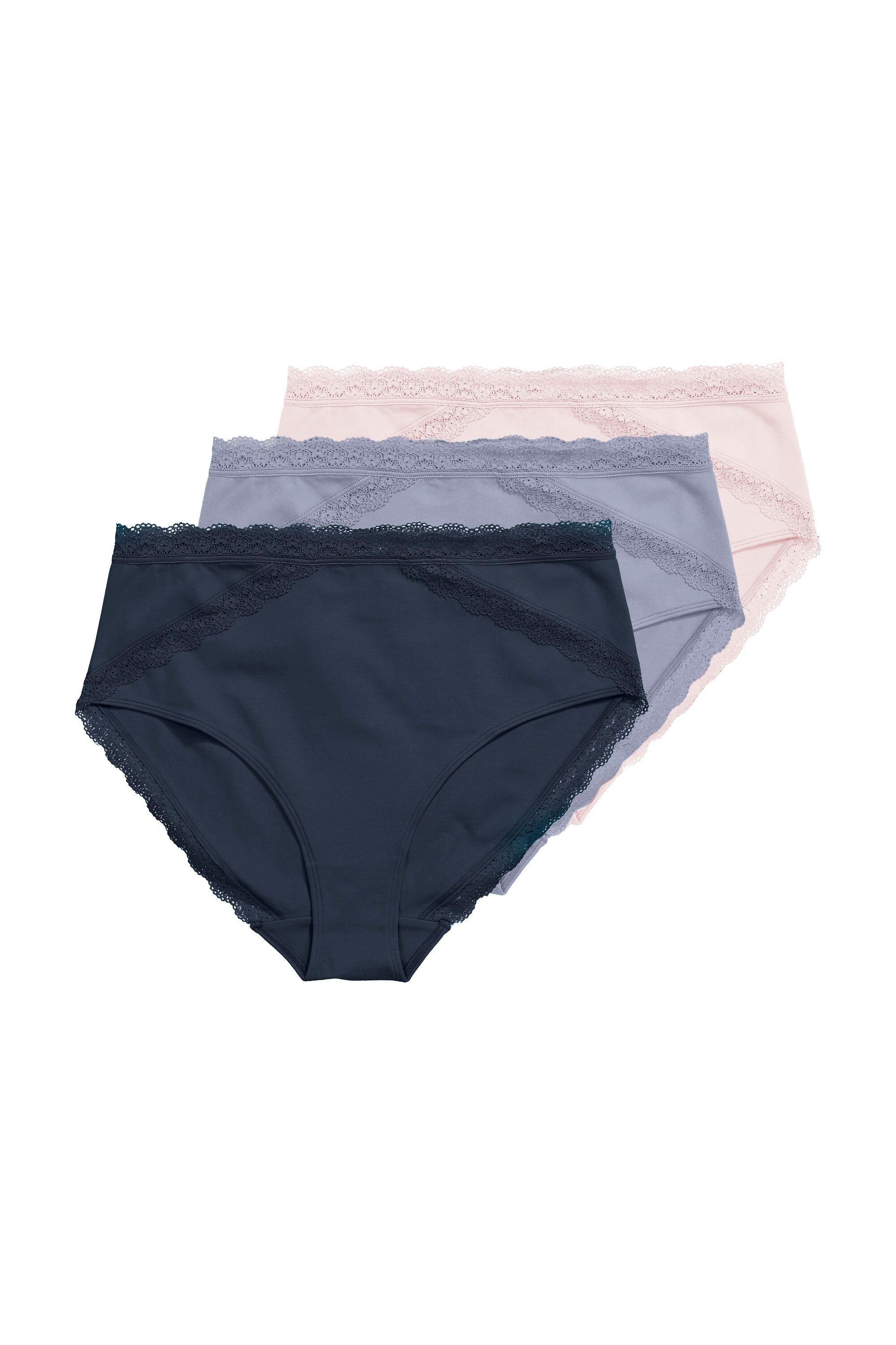 Ulla Popken Slip Midislips 3er-Pack Spitzenband