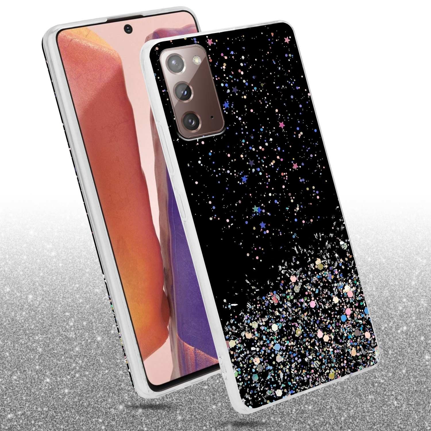 Cadorabo Handyhülle für Samsung Galaxy NOTE 20 Hülle Samsung Galaxy NOTE 20, Flexible TPU Silikon Handy Schutzhülle - Hülle - mit Glitzer