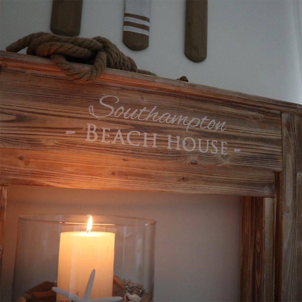 Long BEACH Dekokamin Kaminumrandung Grafelstein Island aus braun Holz HOUSE Kaminkonsole