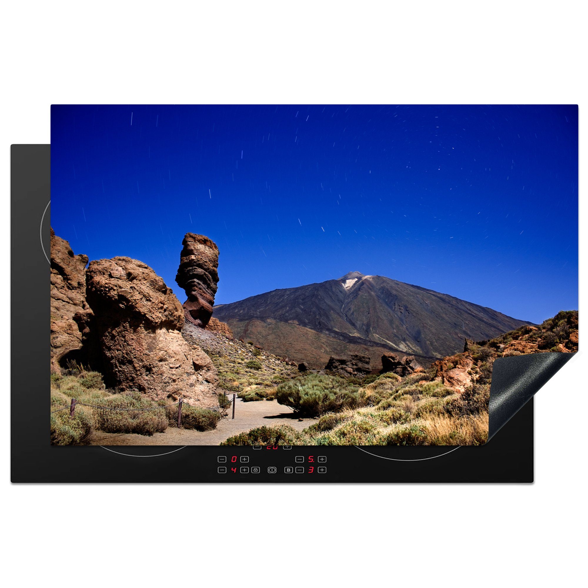 MuchoWow Herdblende-/Abdeckplatte Felsen vor dem Vulkan Teide im spanischen Teide-Nationalpark, Vinyl, (1 tlg), 81x52 cm, Induktionskochfeld Schutz für die küche, Ceranfeldabdeckung
