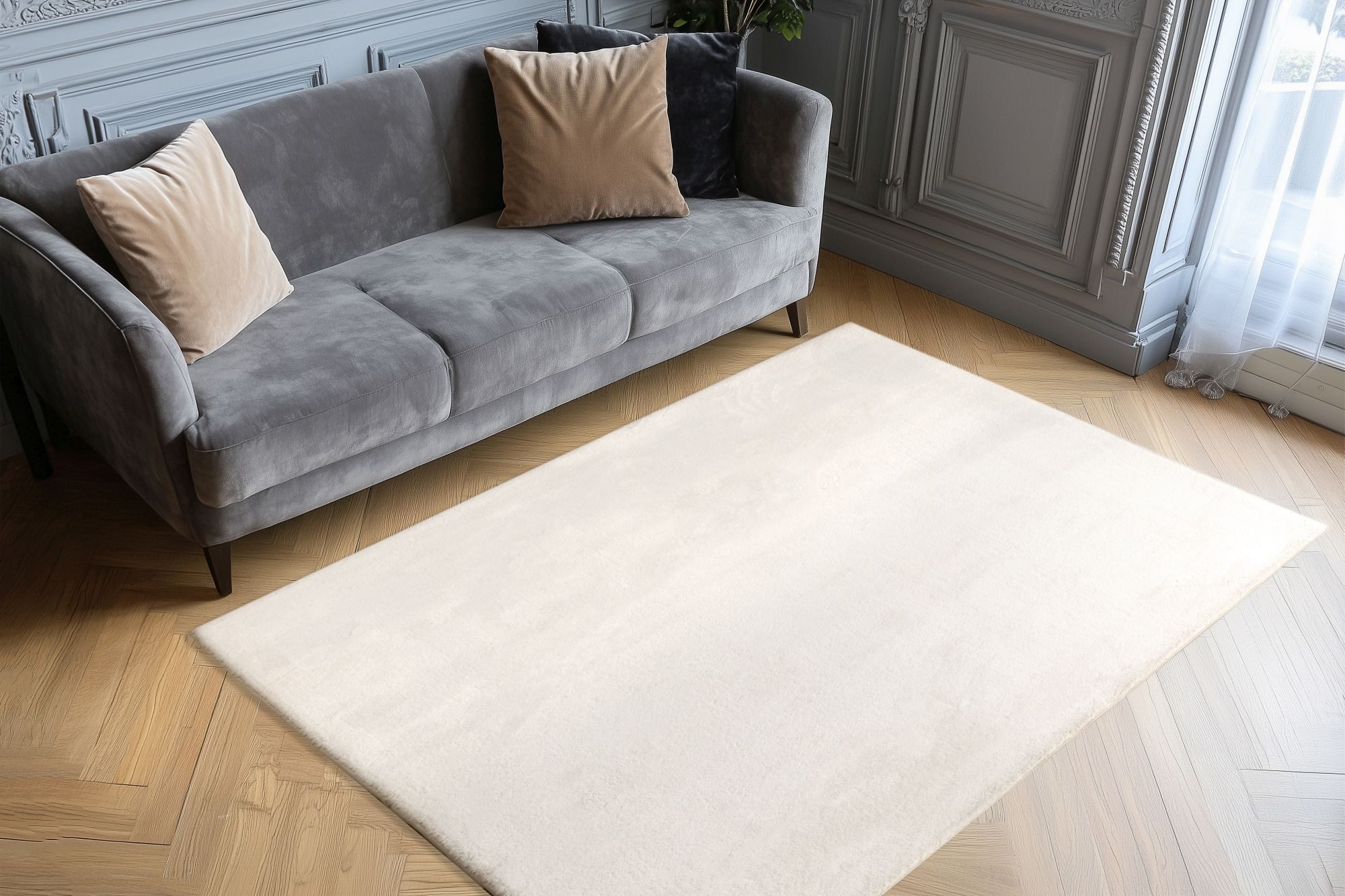 Obsession Fellteppich Infinity 200, rechteckig, Höhe: 40 mm, Kunstfel, Uni Farben, Kaninchenfell Haptik, supersoft