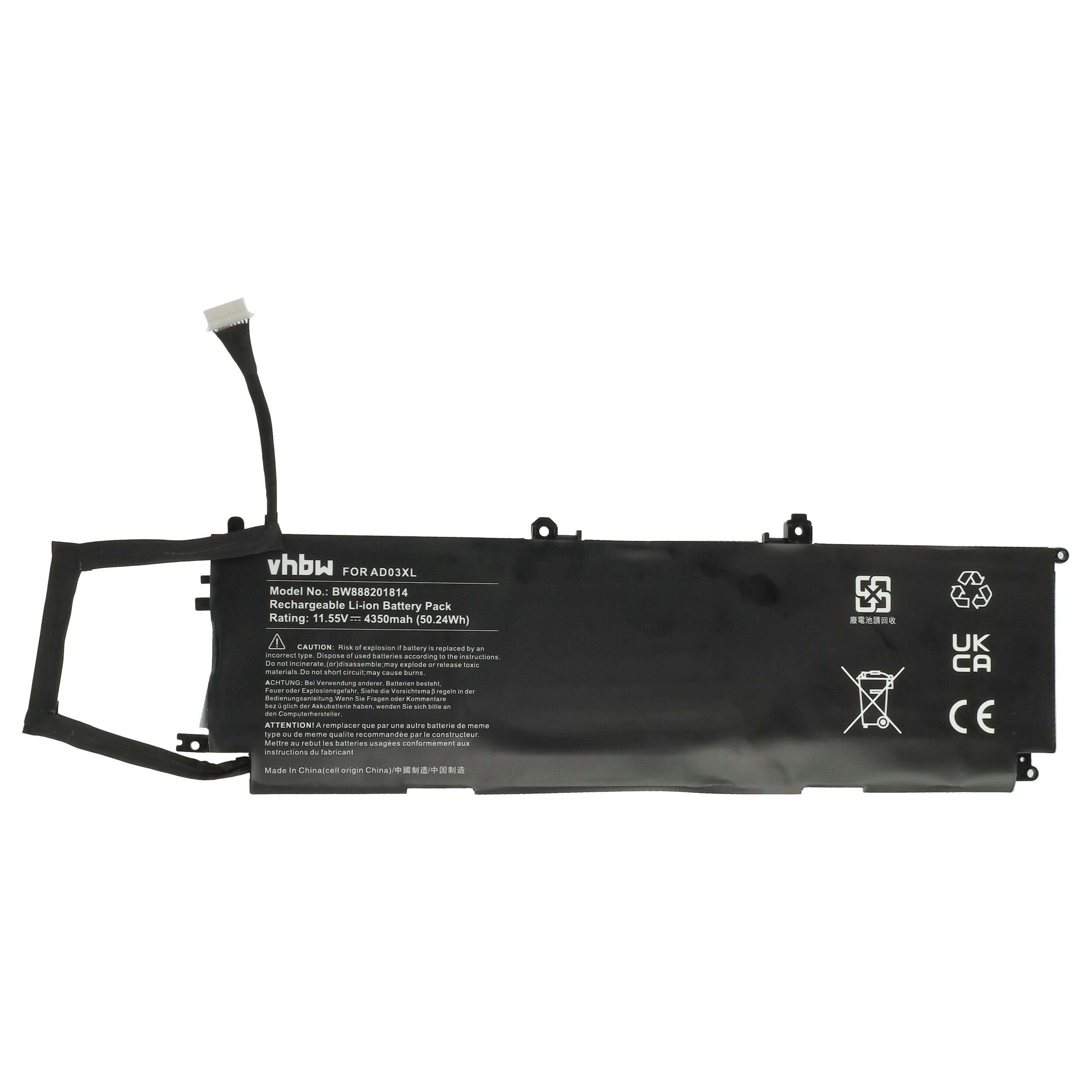 vhbw passend für HP Envy 13-AD015TX, 13-AD015UR, 13-AD016TX, 13-AD016UR, Laptop-Akku 4350 mAh