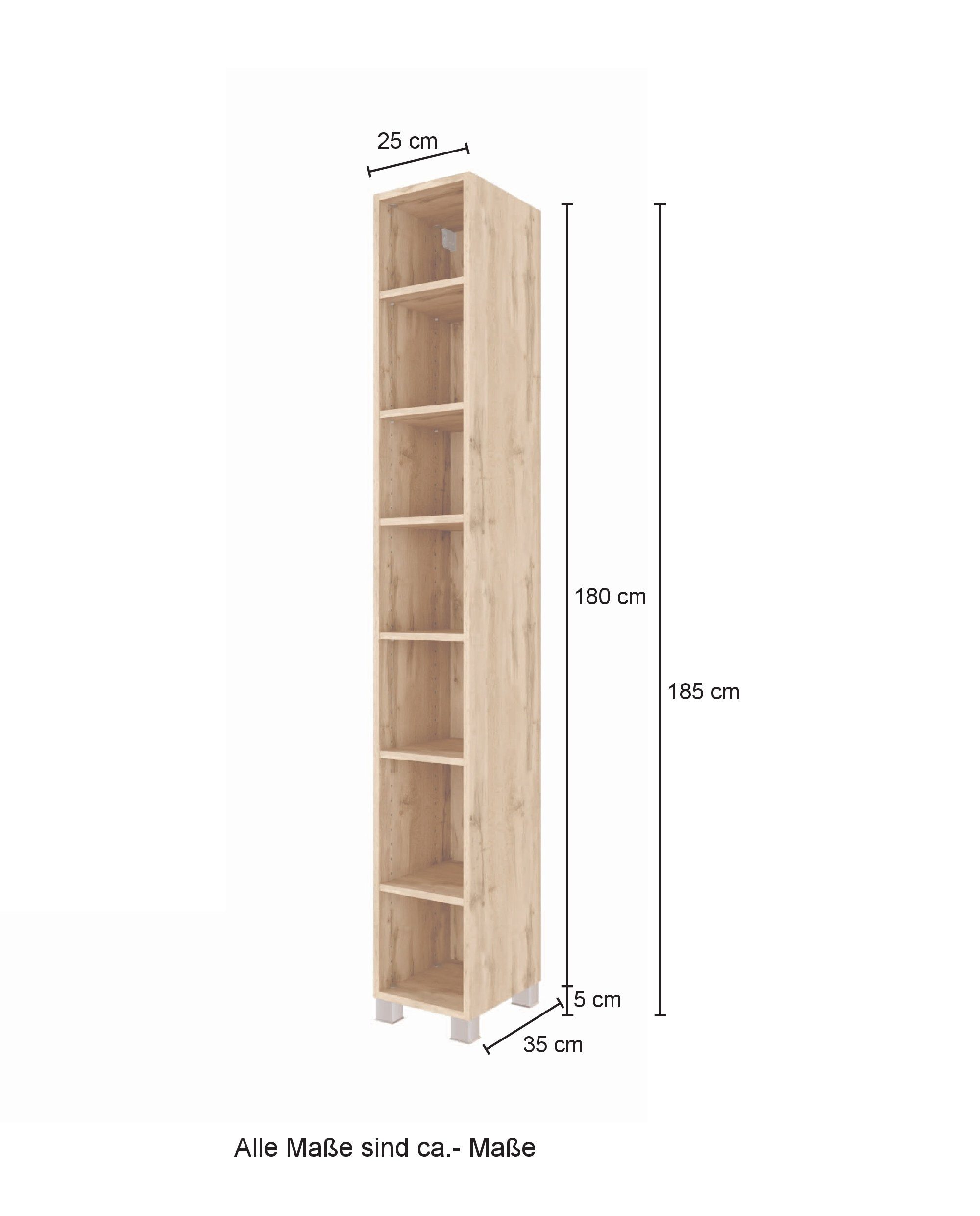 HELD MÖBEL Seitenregal 25 x 180 x 35 cm (B/H/T)