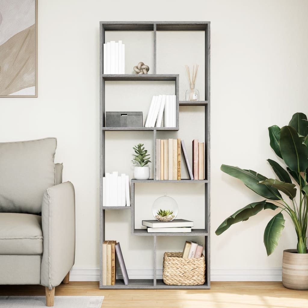 vidaXL Bücherregal Raumteiler-Bücherregal Grau Sonoma 67x25x161,5 günstig online kaufen