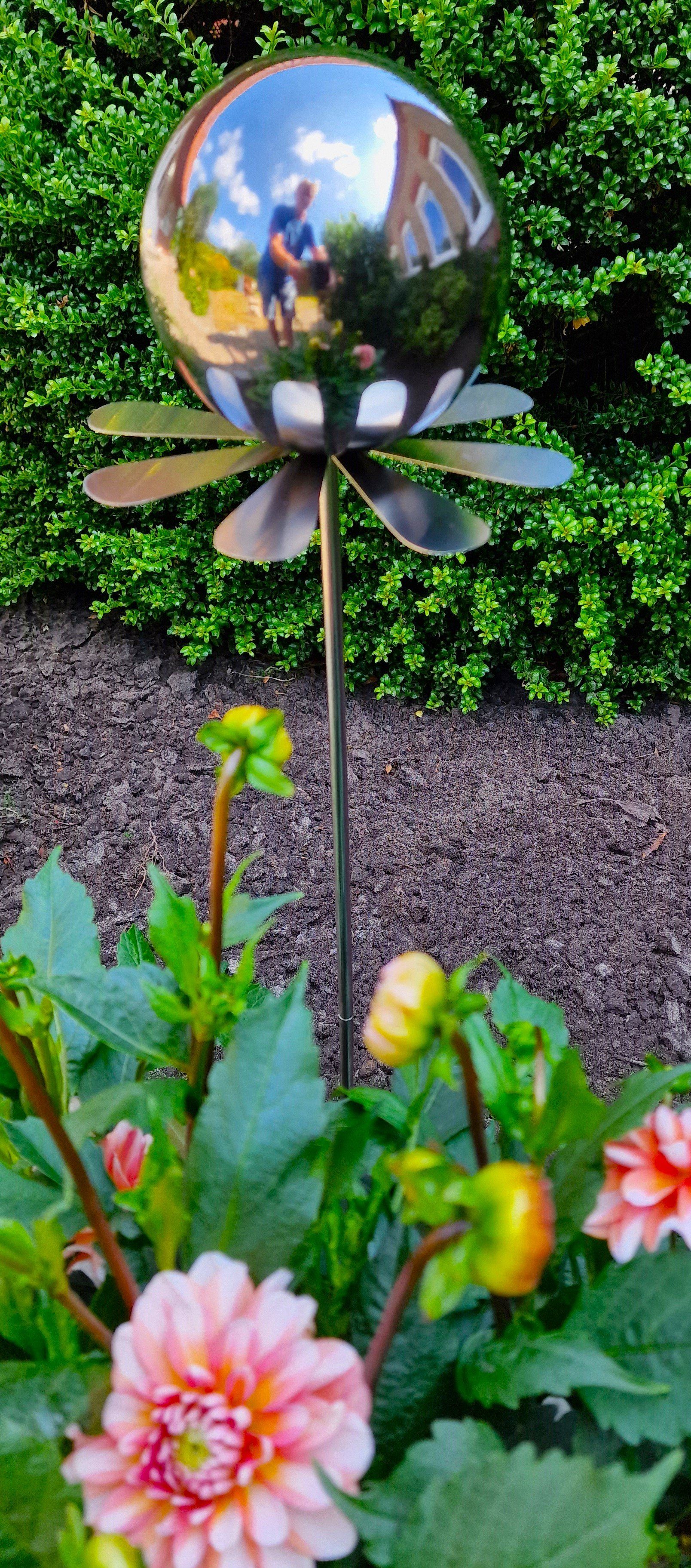 Jürgen Bocker Garten-Ambiente Gartenstecker cm poliert mit 15 Rotterdam schwarz cm 80 Rosenkugel Blütenzauber Edelstahl Stab