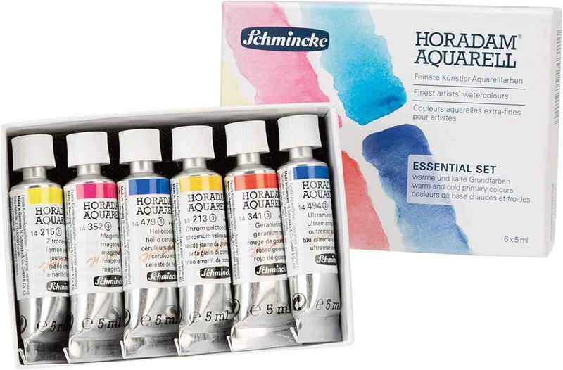Schmincke Aquarellfarbe HORADAM AQUARELL Essential Set, 6x5ml, warme und kalte Grundfarben