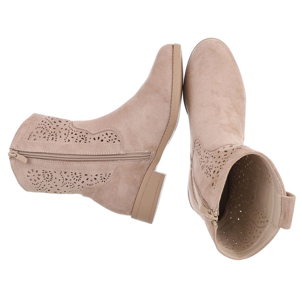 Ital-Design Damen Stiefelette mit elegantem Design und hohem Komfort Sommerboots (91154456) Blockabsatz Flache Stiefeletten in Hellbraun