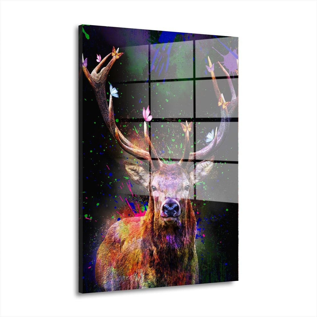 Artedinoi Acrylglasbild Abstract Colour Pop Art Hirsch Acrylglas Wandbild Bild Wanddeko Wohnzi