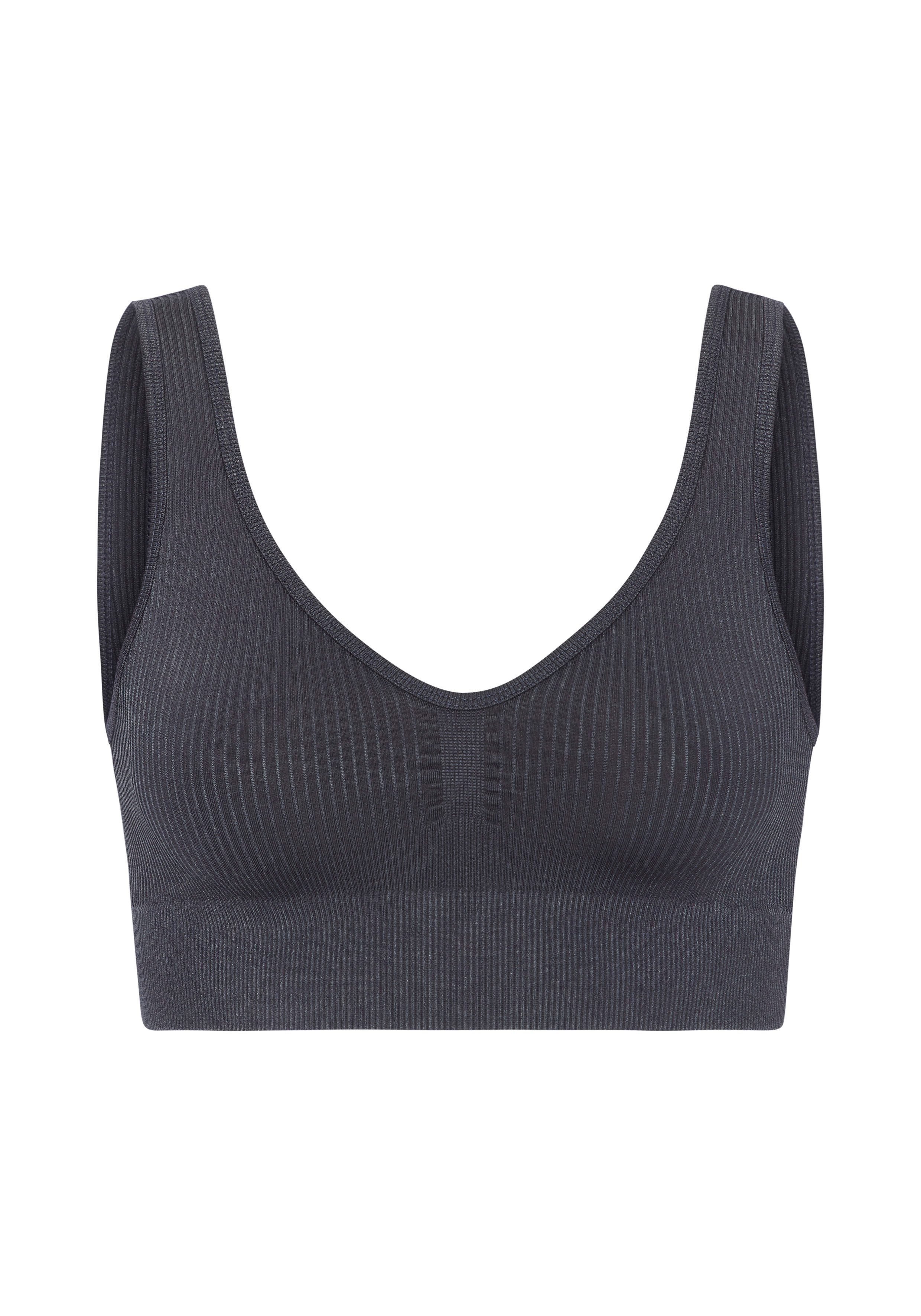 LASCANA ACTIVE Sporttop mit Rippstruktur und abgerundeten V-Ausschnitt günstig online kaufen