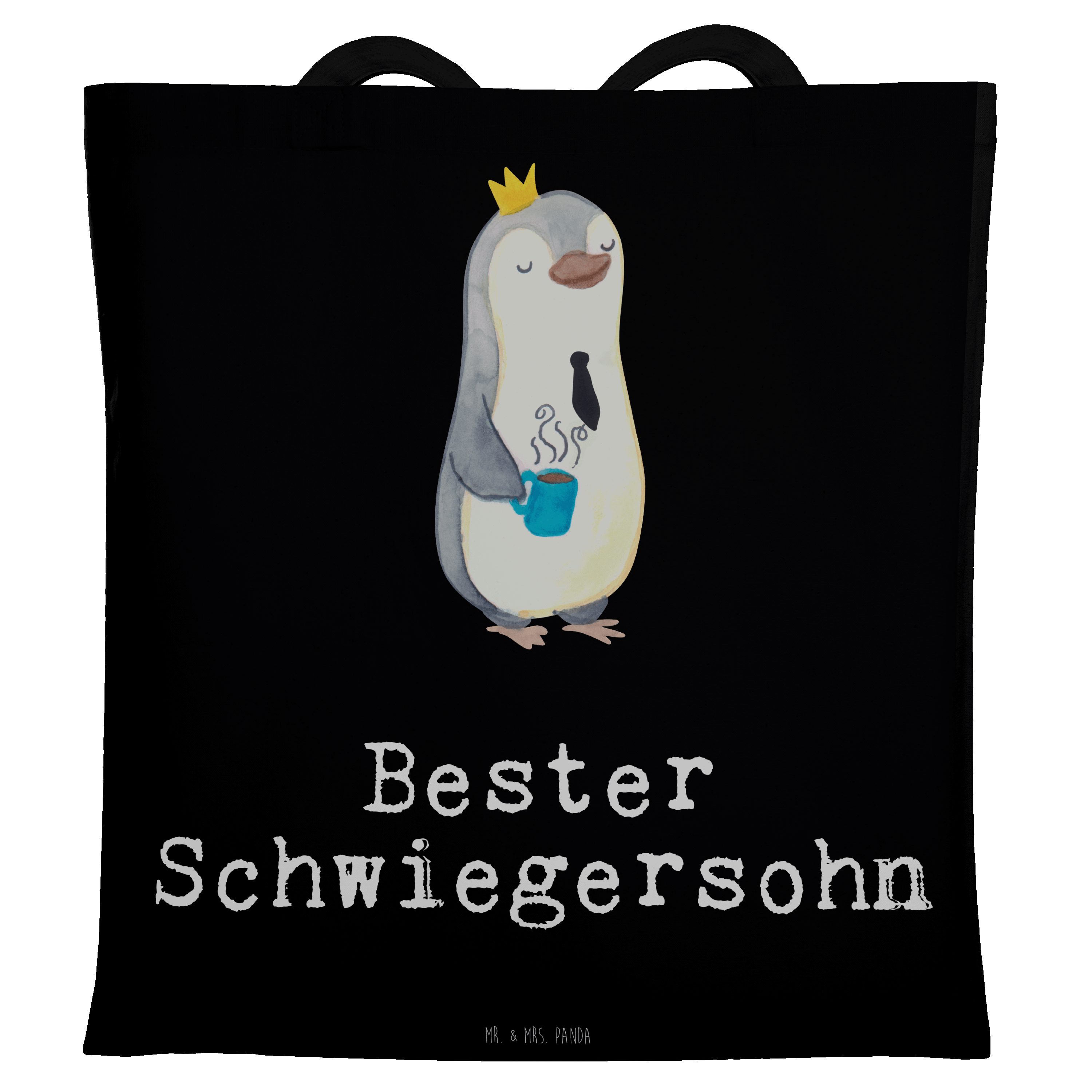 Mr. & Mrs. Panda Tragetasche Pinguin Bester Schwiegersohn - Schwarz - Geschenk, Danke, Beutel, Dan (1-tlg)