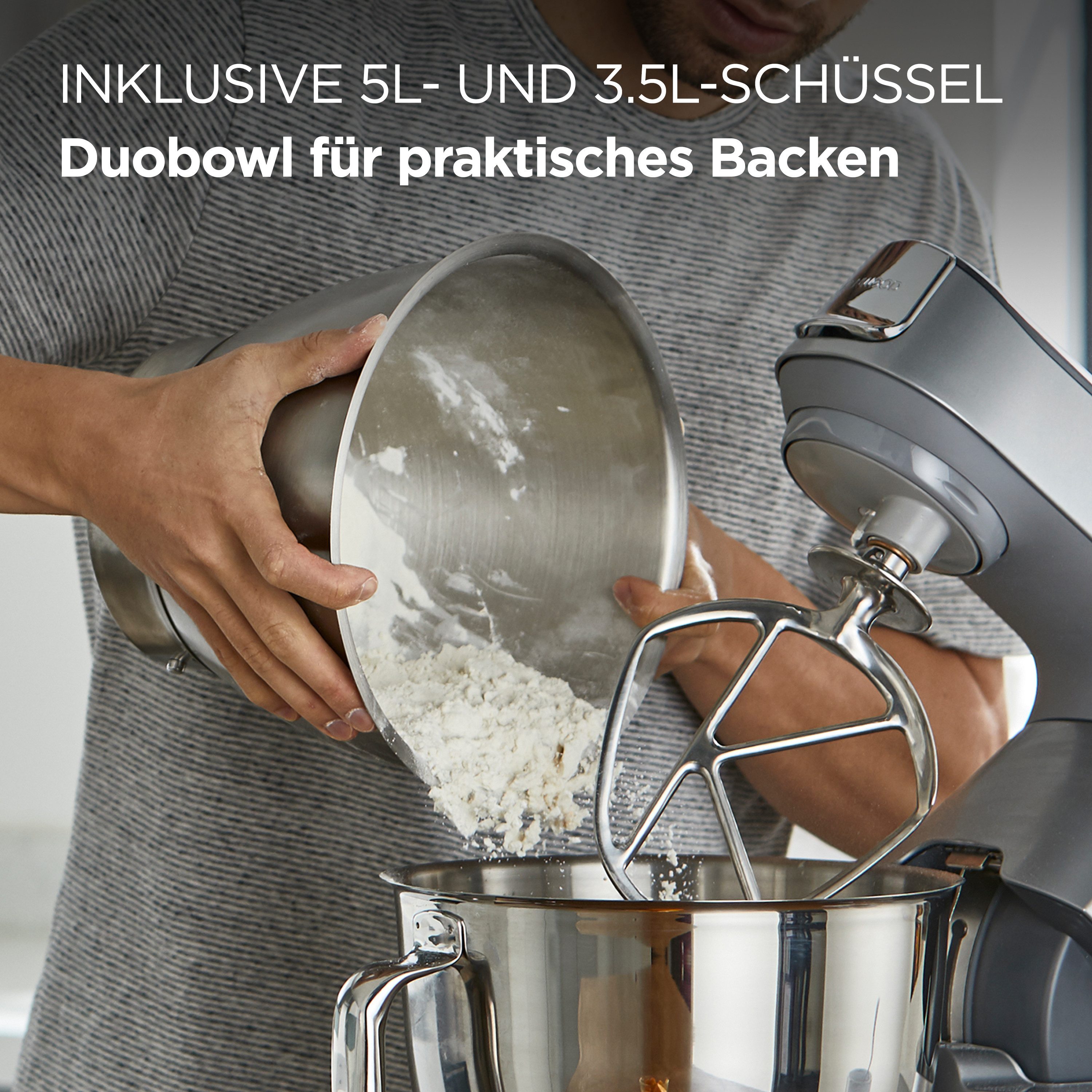 KENWOOD Küchenmaschine Titanium Chef Baker KVC85.594SI, 1200 W, 5 l Schüssel, inkl. umfangreiches Zubehör, mit integrierter EasyWeigh Waage