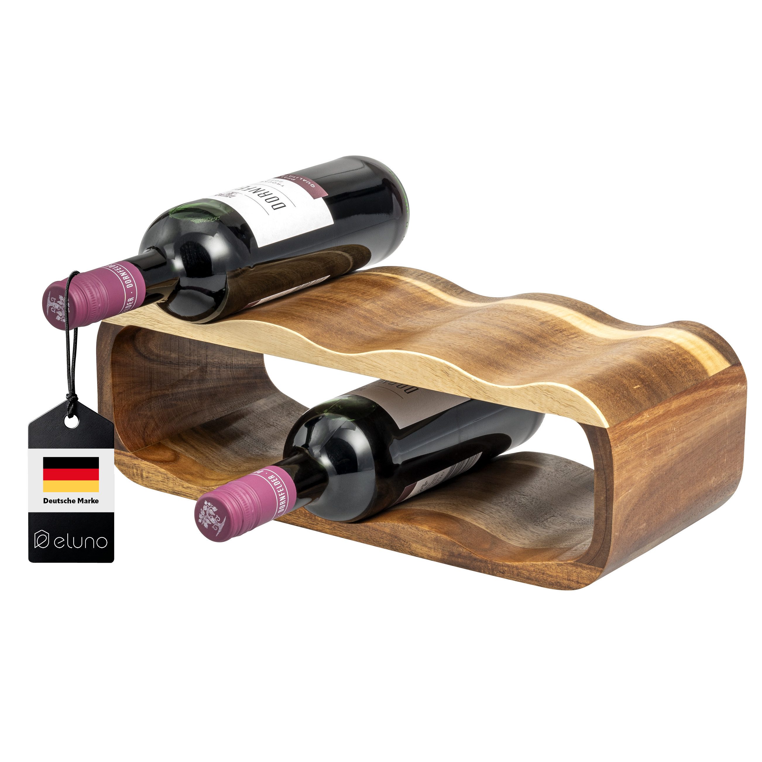 eluno Weinregal für 6 Flaschen, Flaschenregal aus Akazienholz, 38 x 12,5 x günstig online kaufen