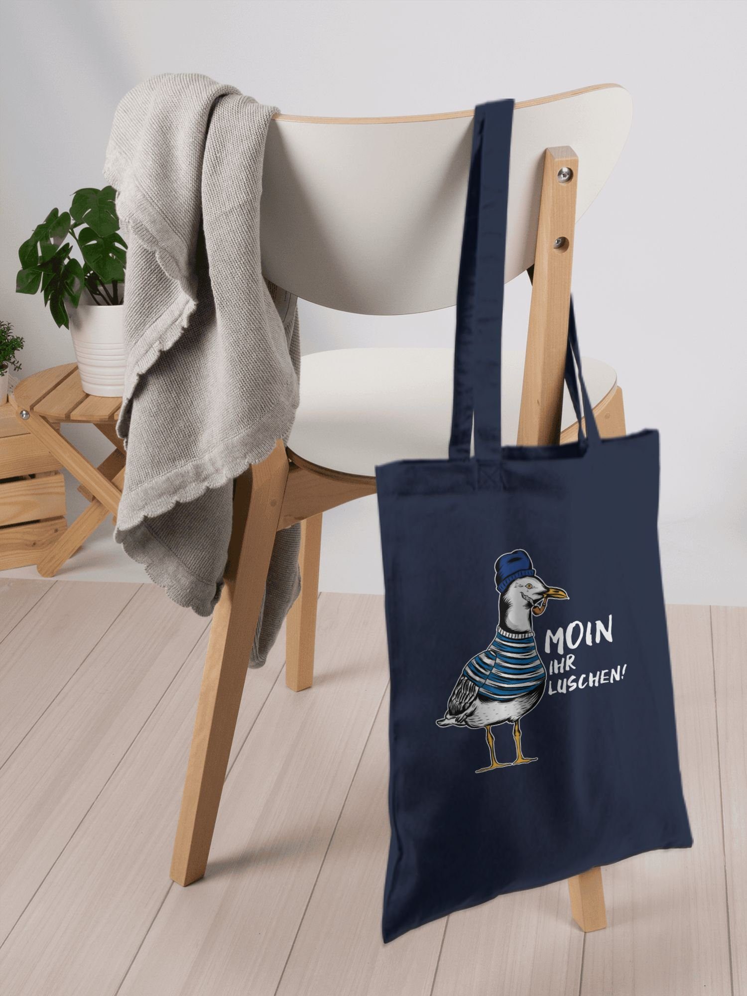 ihr Möwe Luschen Navy Blau Coole - Shirtracer Sprüche - Moin Umhängetasche Weiß, 3 Statement