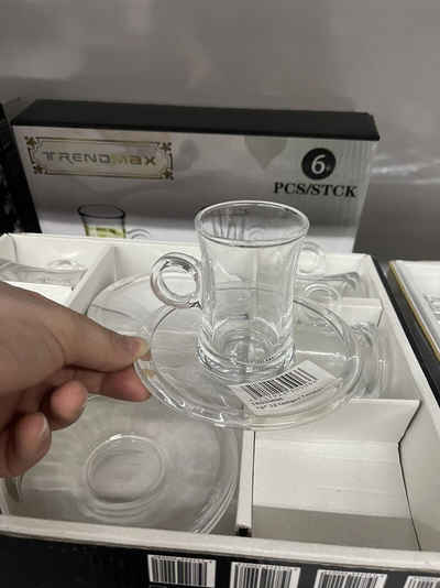 Trendmax Teeglas, Türkisches Teegläser 6x Trinkgläser mit Henkel mit Untertasse Chai