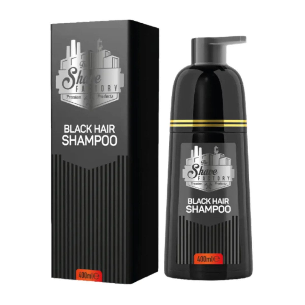 The Shave Factory Haarshampoo Black Hair Shampoo – Abdeckung weißer & grauer Haare 400ml