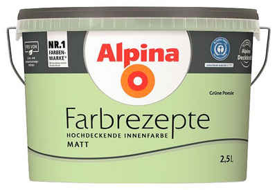 Alpina Wand- und Deckenfarbe Farbrezepte Grüne Poesie, Zartes Grün, matt, 2,5 Liter