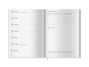 Eine der Guten Verlag Terminkalender Terminplaner 2024 - A5, schwarz, 1 Doppelseite / Woche, 144 S. FSC-Papier, Softcover, klimaneutral