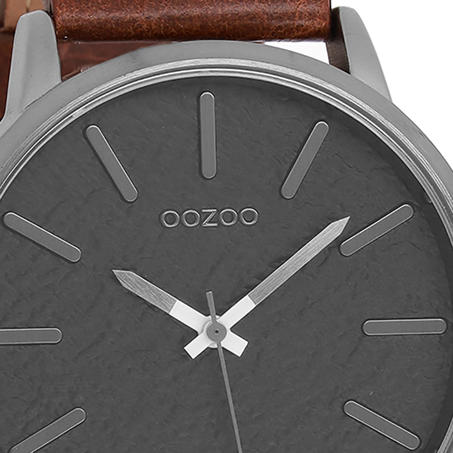 OOZOO Quarzuhr Oozoo Damen Armbanduhr Timepieces Analog, (Analoguhr), Damenuhr rund, extra groß (ca. 48mm) Lederarmband, Casual-Style – Bild 2 von 5