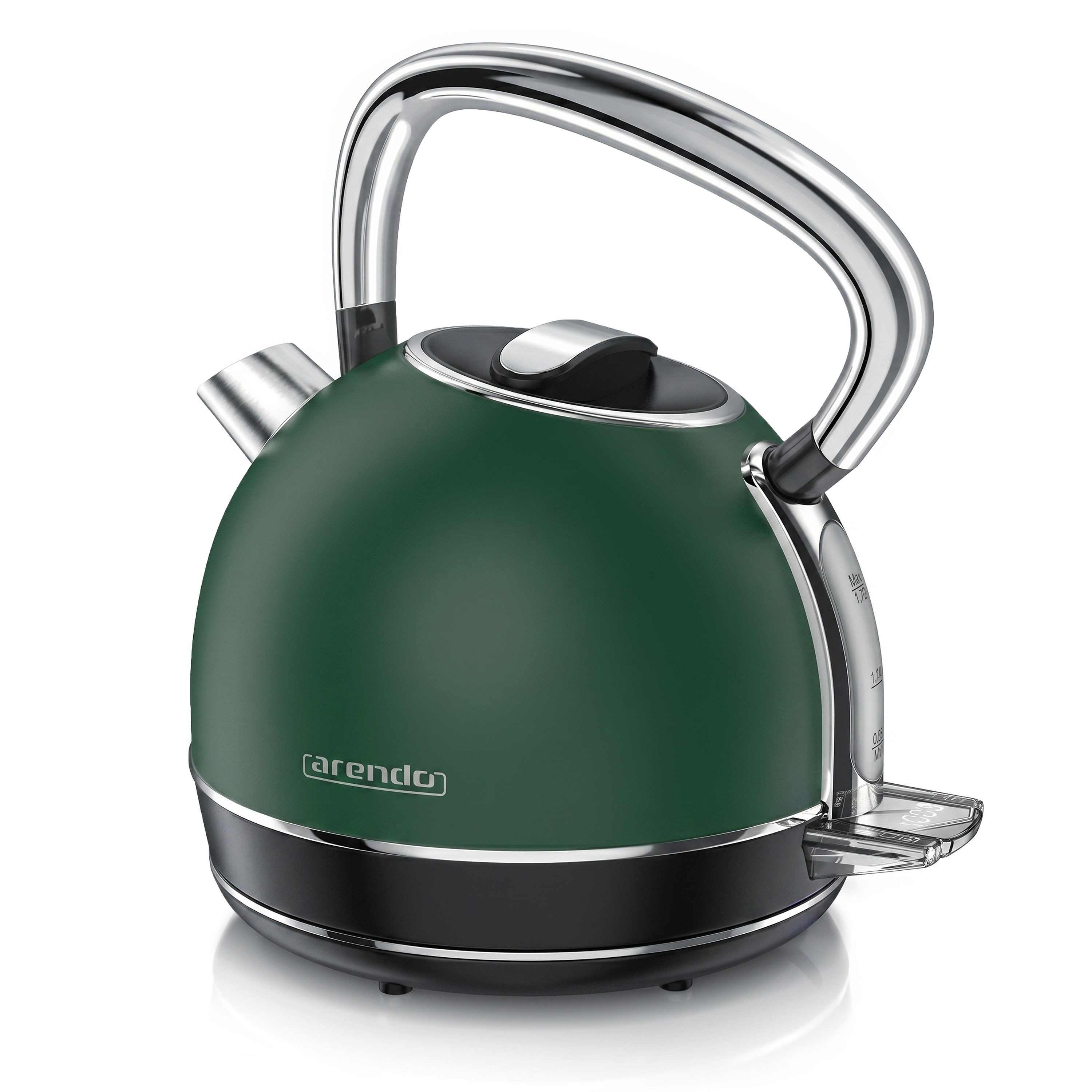 Arendo Wasserkocher Retro Vintage Wasserkessel, Temperatureinstellung 40-100 °C, grün, 1,7 l, 2200 W, Edelstahl, LED-Display, Warmhaltefunktion 60 Min., Kalkfilter, Strix
