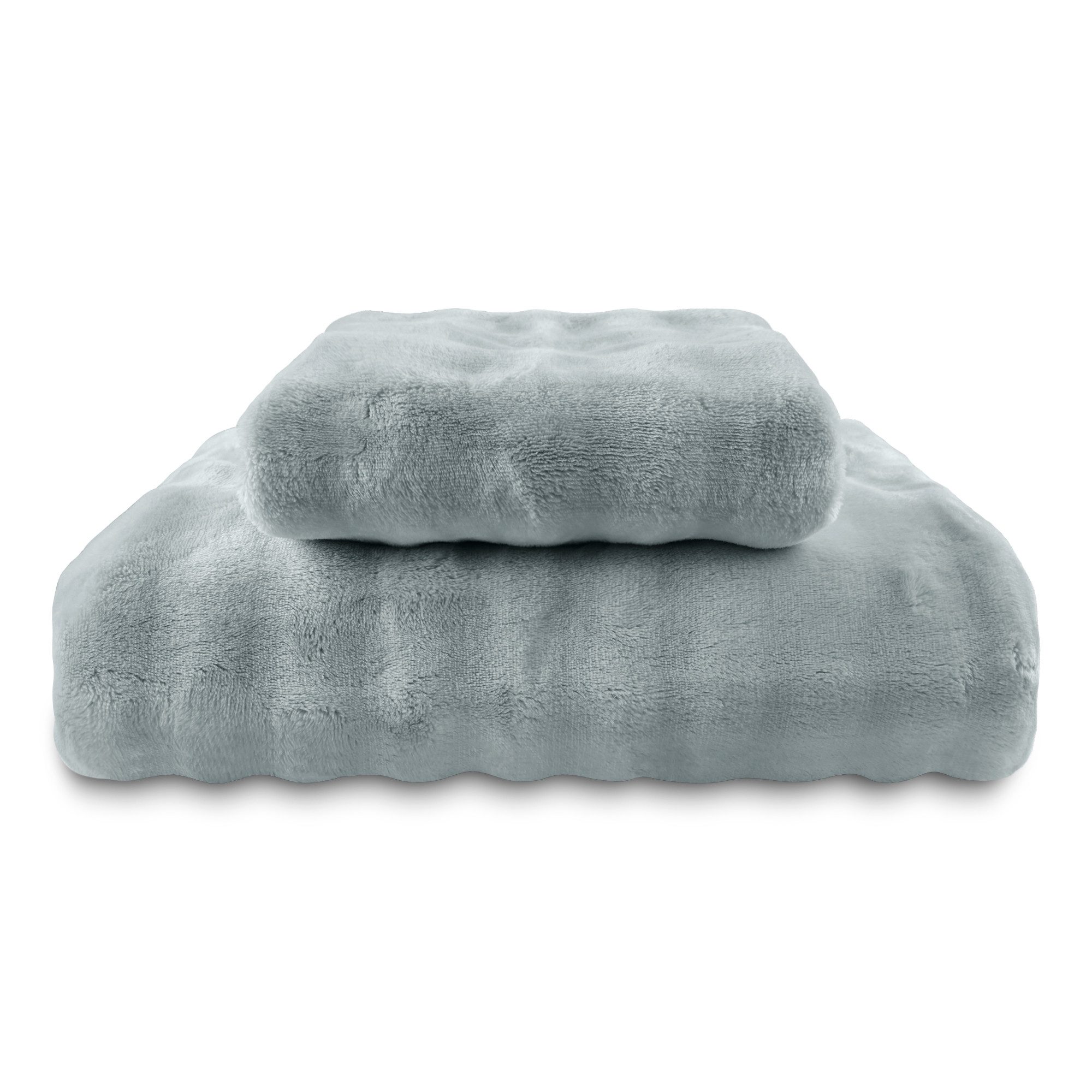 Leonado Vicenti Bettwäsche Winter Teddy Plüsch Bubble, Microfaser, 2 teilig, Flauschig warmes Cashmere Touch, Einfarbig, Wellen Design – Bild 4 von 5