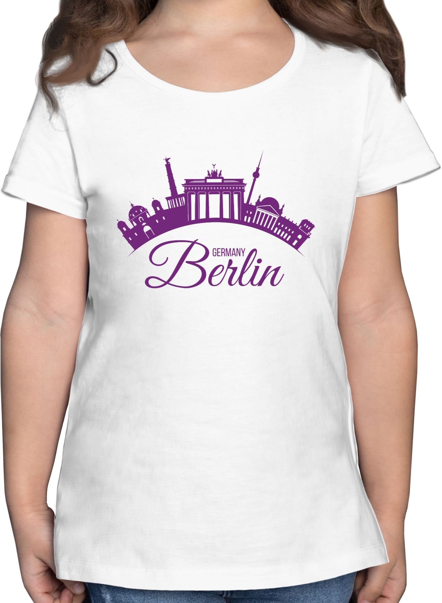 3 Länder Berlin Shirtracer Kinder Wappen Deutschland Germany Weiß T-Shirt Skyline