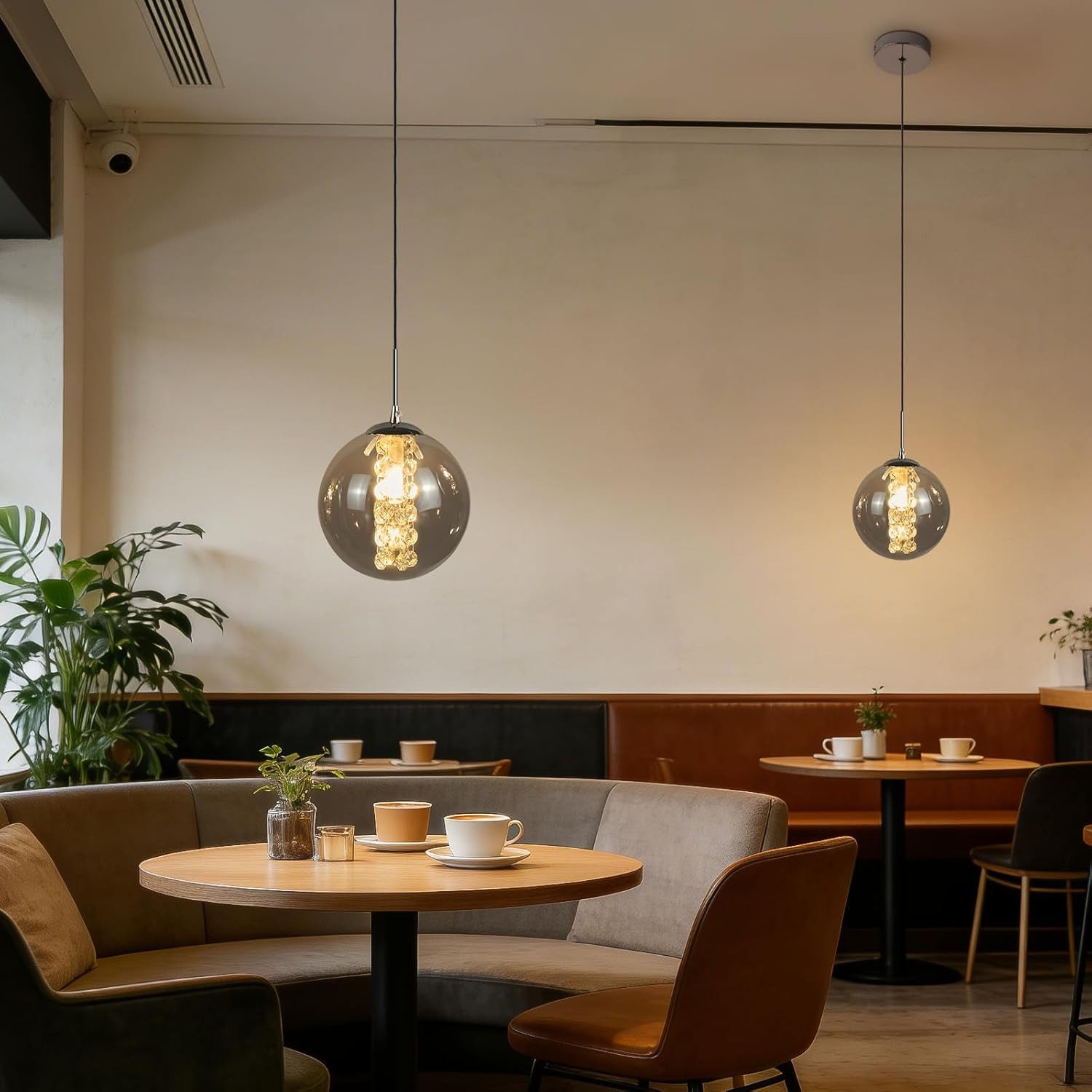 Nettlife Pendelleuchte G9 Deckenlampe Bernstein/Grau Glas Industriestil, Höheverstellbar, LED wechselbar, Warmweiß, für Küchen Wohnzimmer Schlafzimmer Flur