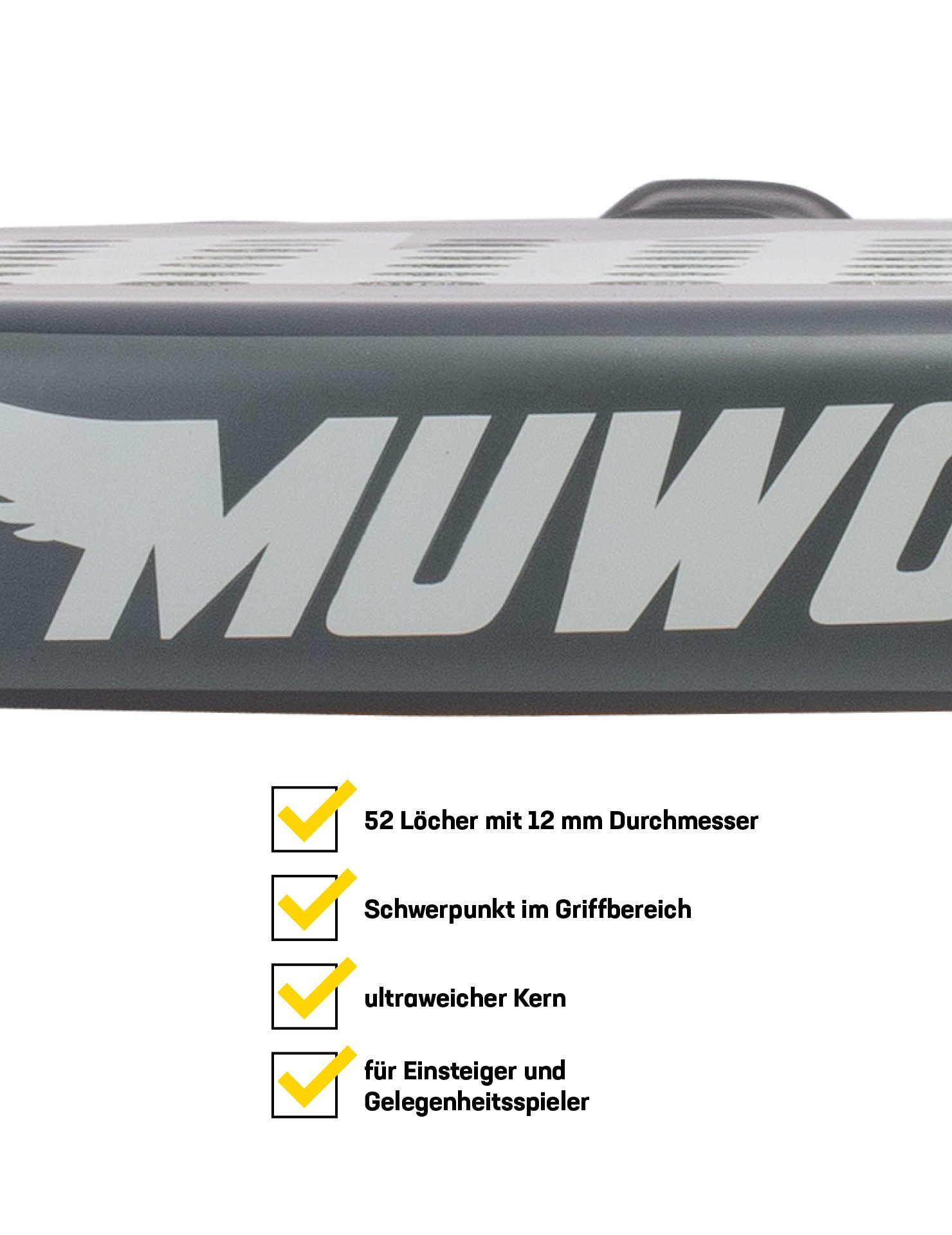 MUWO Padelschläger "Toledo" mit Tasche, (2-teiliges Set bestehend aus Padelschläger und Tasche), ausgeglichene Balance und optimale Ballkontrolle