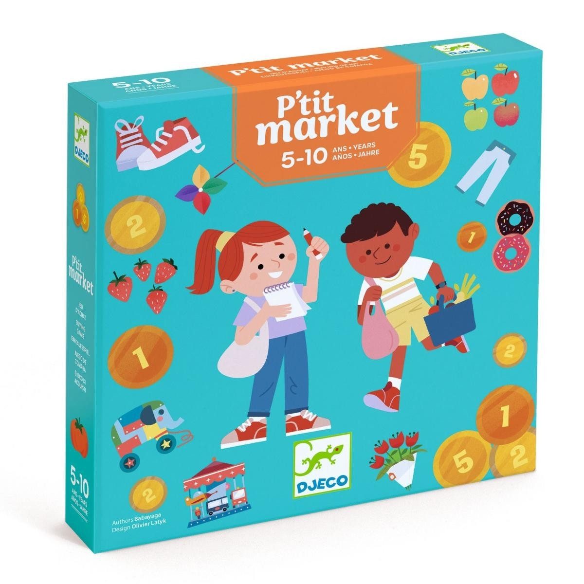 DJECO Spiel P’tit Market Kinderspiel für Kinder, P’tit Market, Kinderspiel