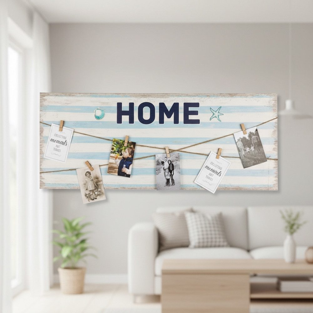 Melko Bilder-Collage Fotowand HOME Deko Bilder Galerie 100 x 40 cm Wandcollage, Home, inklusive Bilder und Klammern wie abgebildet