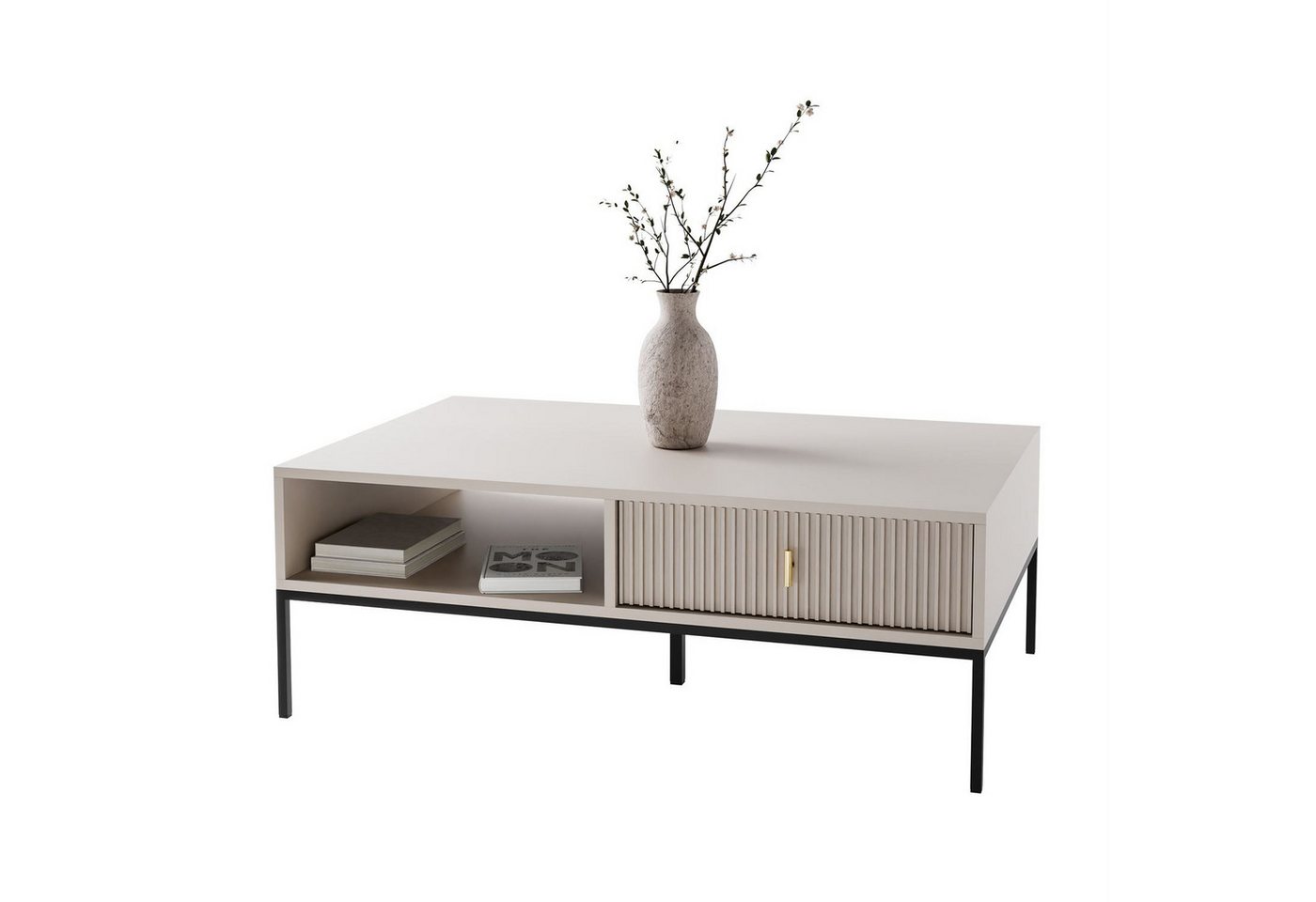 Lookway Couchtisch MIDNIGHT mit Schublade auf Gestell, 104x68x39 cm