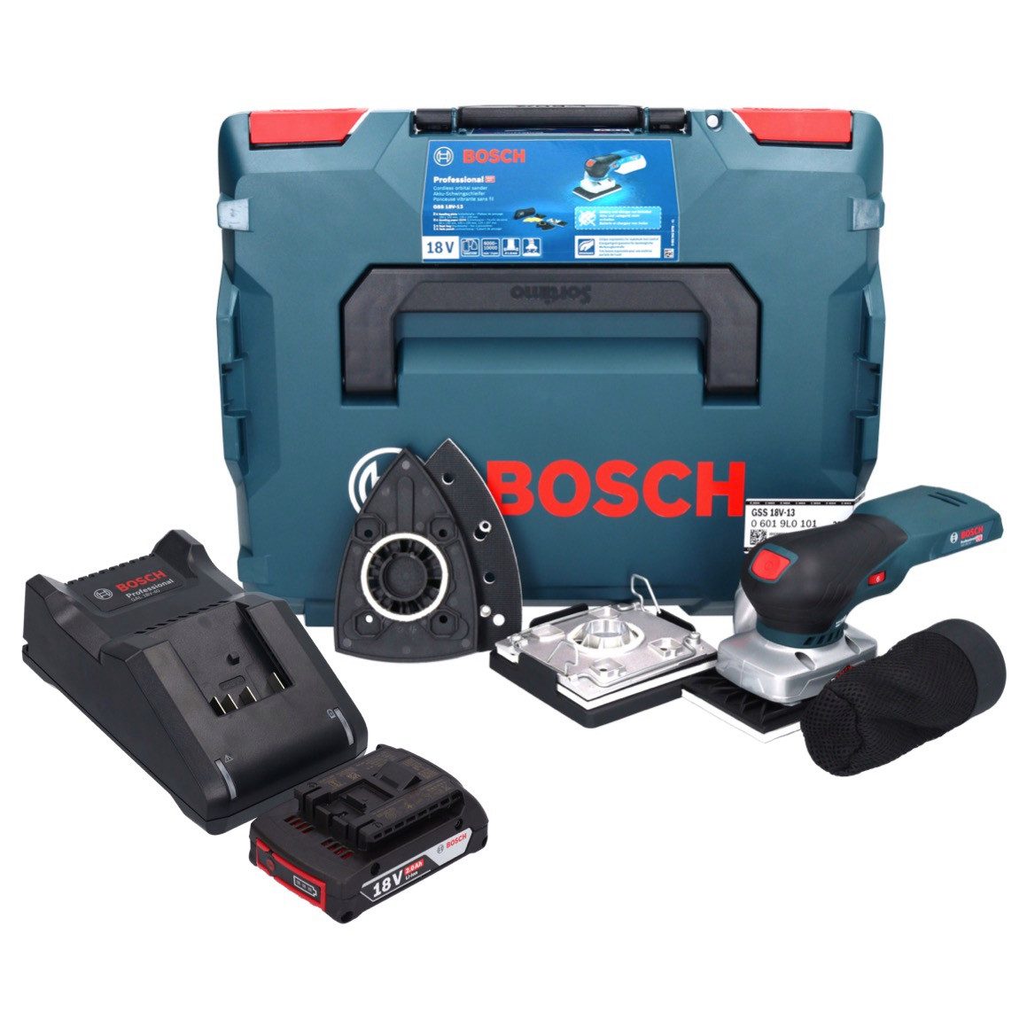 Bosch Professional Akku-Schwingschleifer GSS 18V-13 Akku Schwingschleifer 18 V + 1x Akku 2,0 Ah + Ladegerät