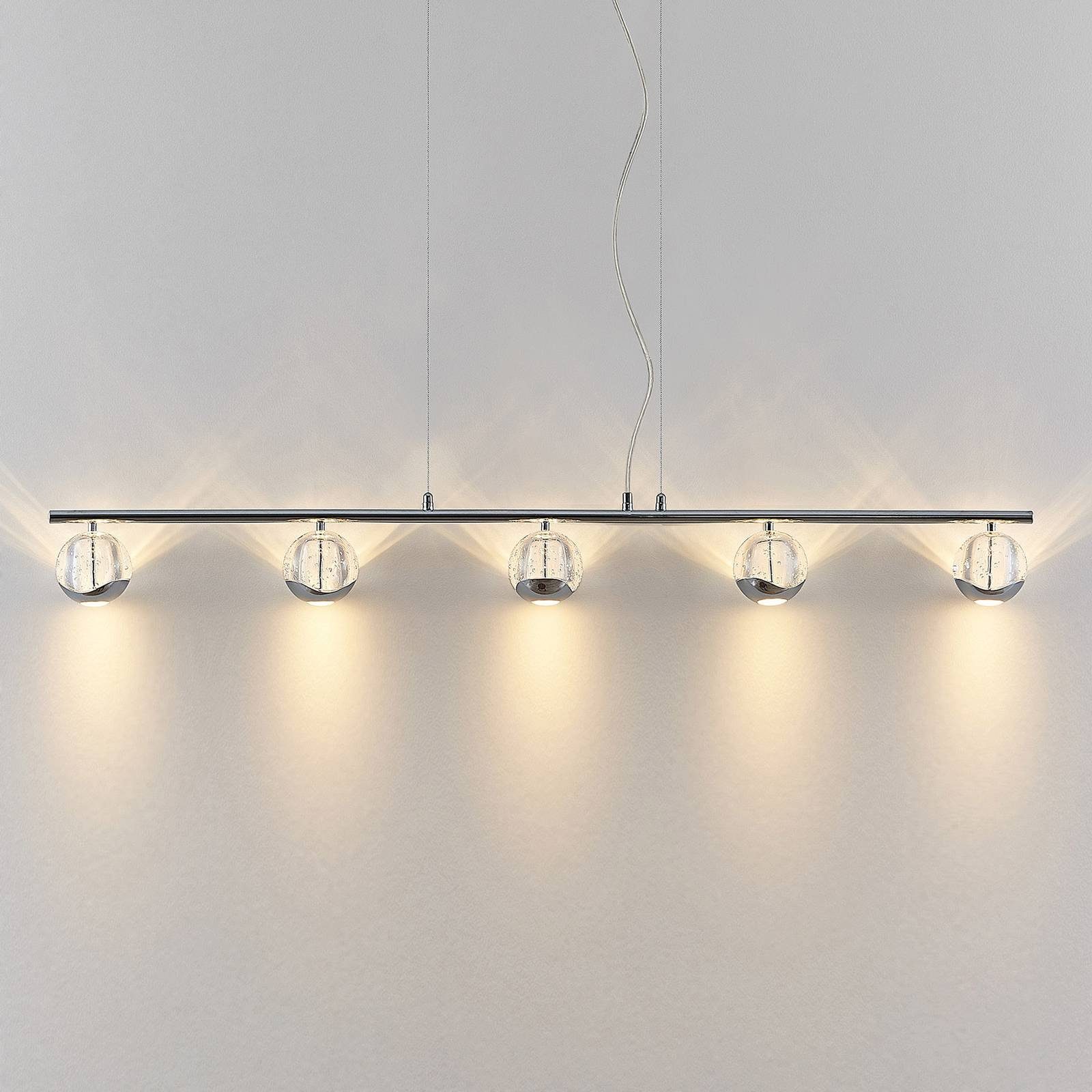 chrom, Leuchtmittel Stahl, warmweiß, 5 fest LED-Leuchtmittel Modern, inkl. Lucande Glas, LED-Hängeleuchte klar, verbaut, Kilio, flammig,