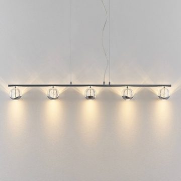 Lucande LED-Hängeleuchte Kilio, LED-Leuchtmittel fest verbaut, warmweiß, Modern, Stahl, Glas, chrom, klar, 5 flammig, inkl. Leuchtmittel