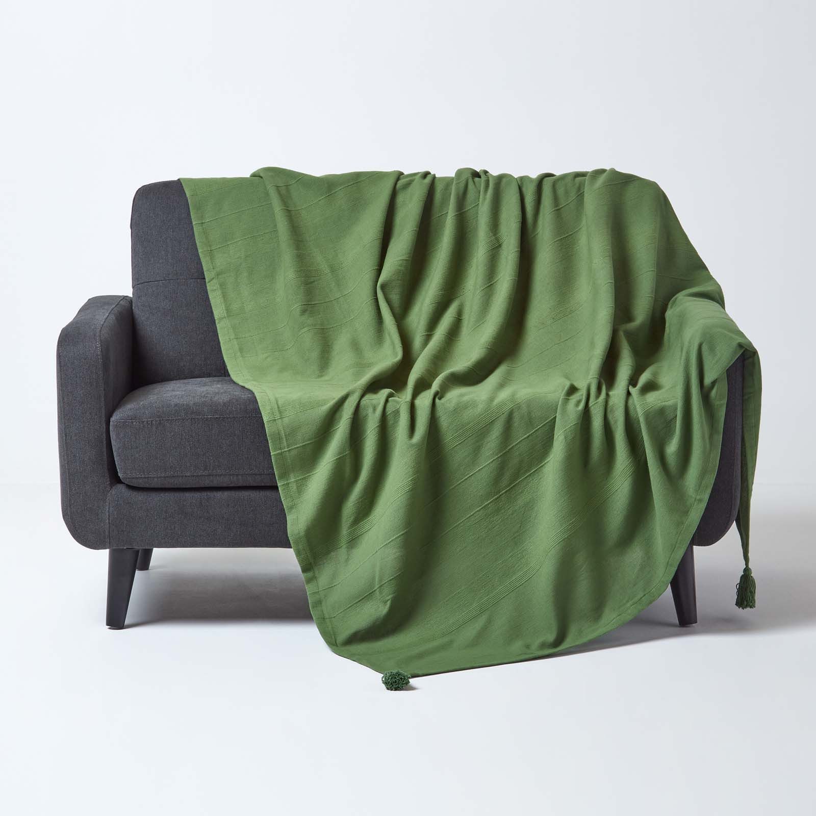 Plaid Tagesdecke Rajput, 100% Baumwolle, olivgrün, günstig online kaufen