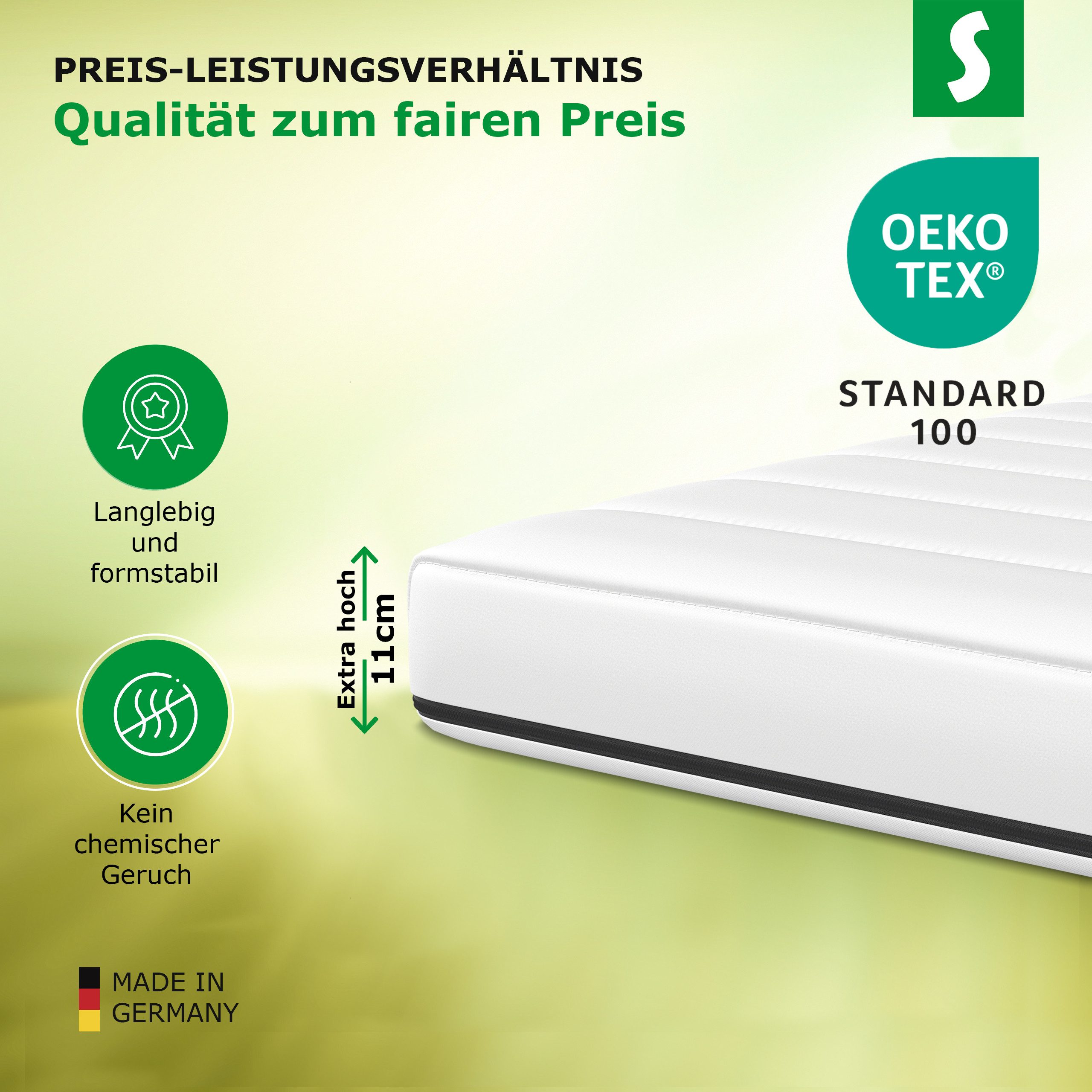 Schlaftroll, Topper Kaltschaum Topper 90x200–180x200 cm – Ergonomische Matratzenauflage, 5 cm hoch, Komfort-Topper in vielen Größen – atmungsaktiv & zertifiziert