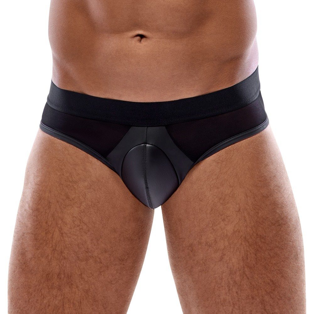 Boxershorts Herren Slip Wetlook und transparenter Stoff - schwarz