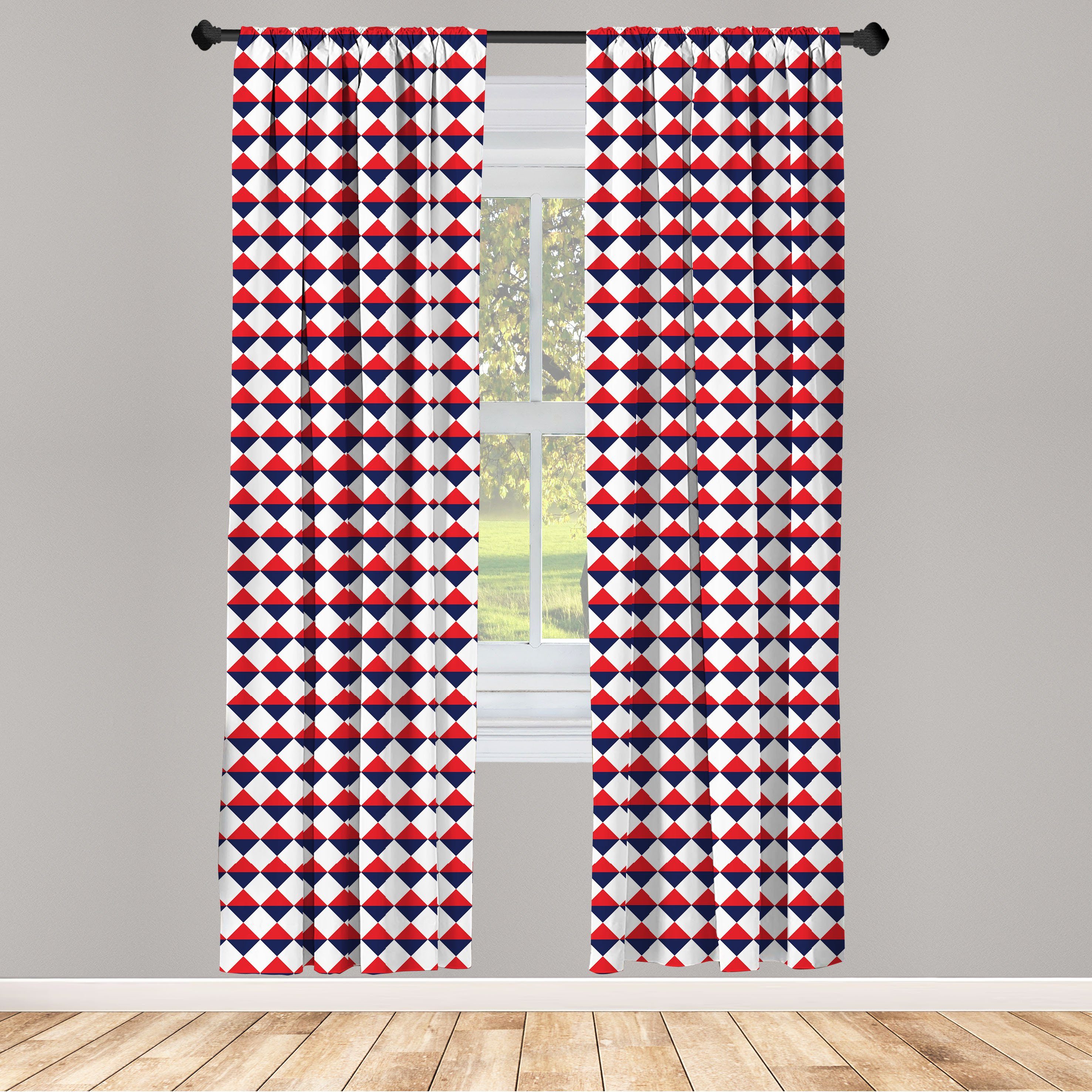 Gardine Vorhang für Wohnzimmer Schlafzimmer Dekor, Abakuhaus, Microfaser, Americana Rote Halb Triangles