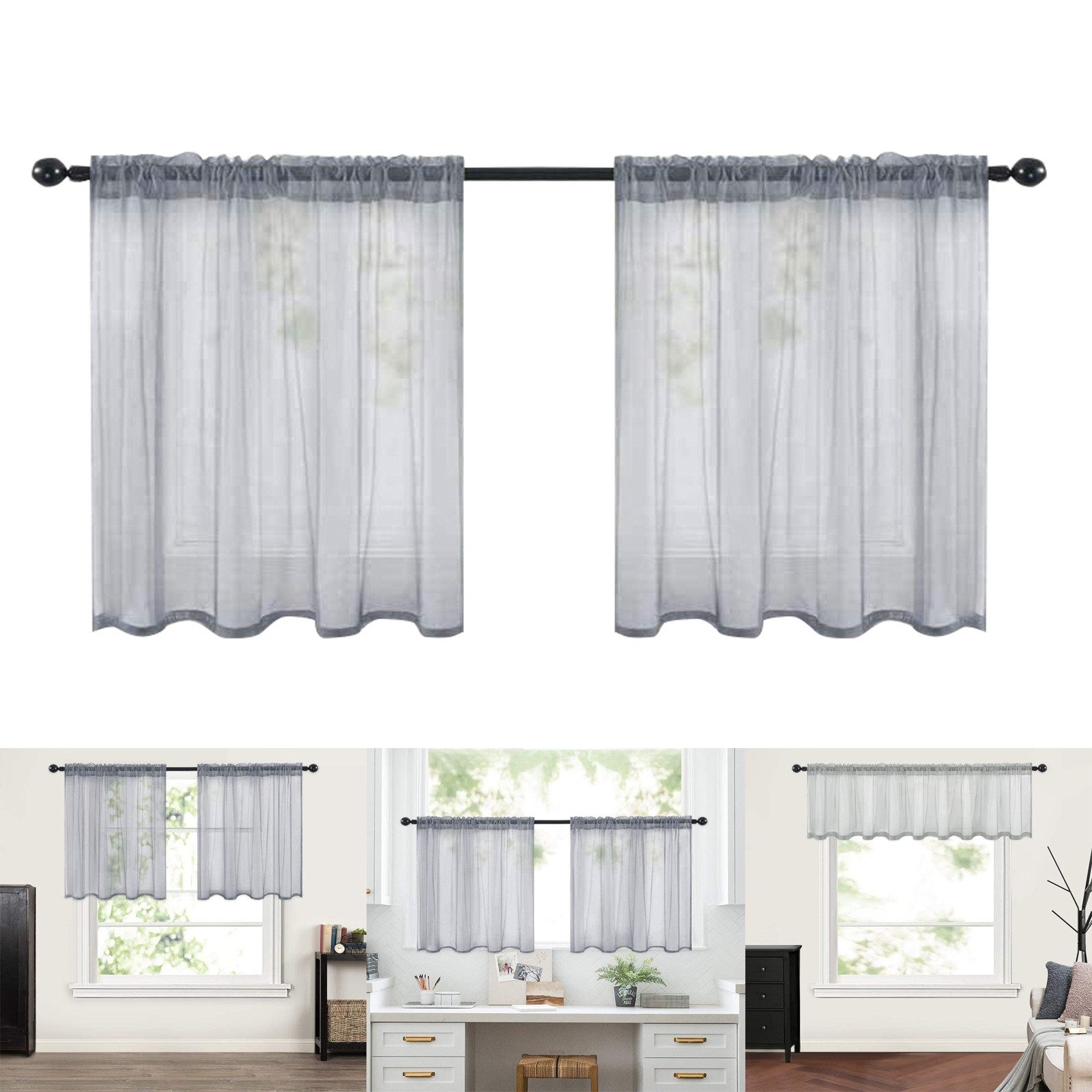 BTTO V&G Scheibengardine Kurzgardine,Voile Gardinen Vorhang,Bistrogardine, günstig online kaufen