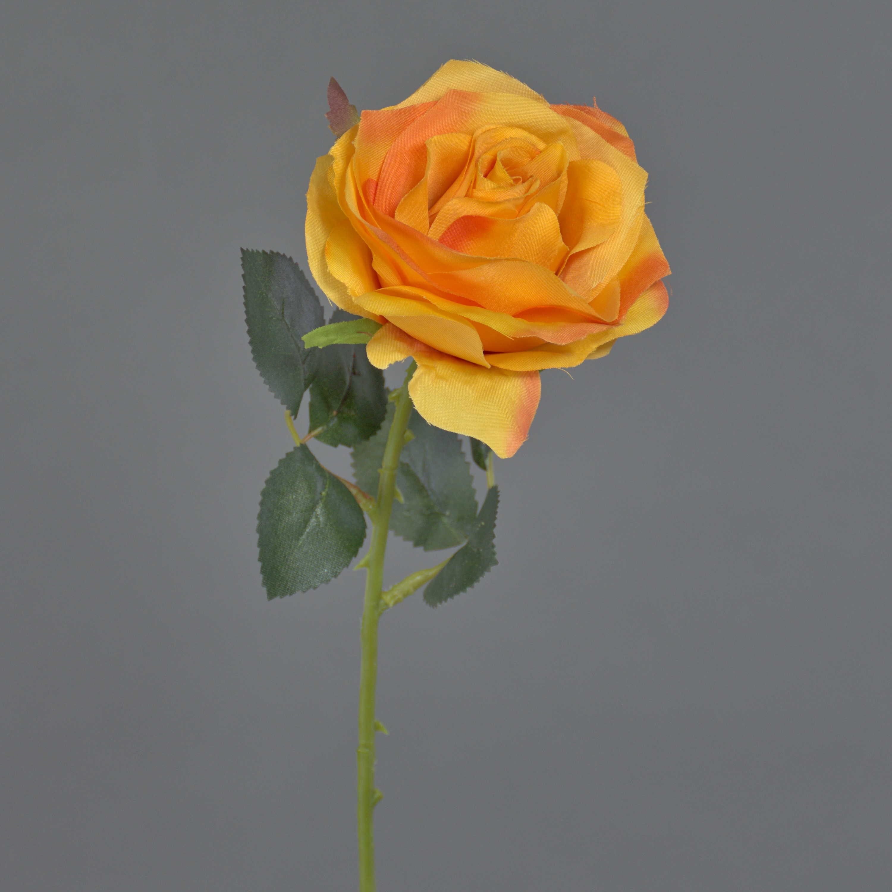Kunstblume Künstliche Rose Simony, gelb - orange, Textil, 45cm, Ø 8cm Rose, artplants, Höhe 45.0 cm