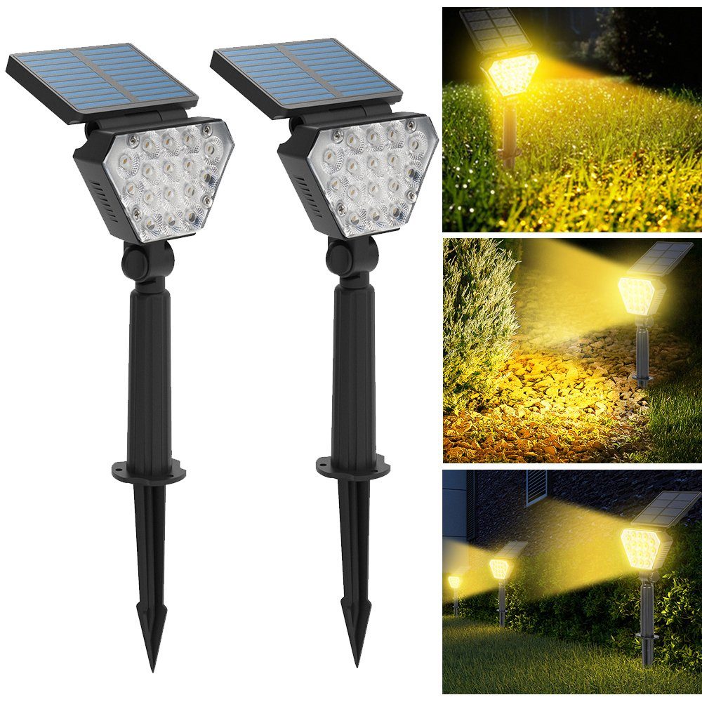 zggzerg LED Solarleuchte 2 Stück Solar Gartenleuchten LED Wasserdicht Solarleuchte für Außen Warmweiß