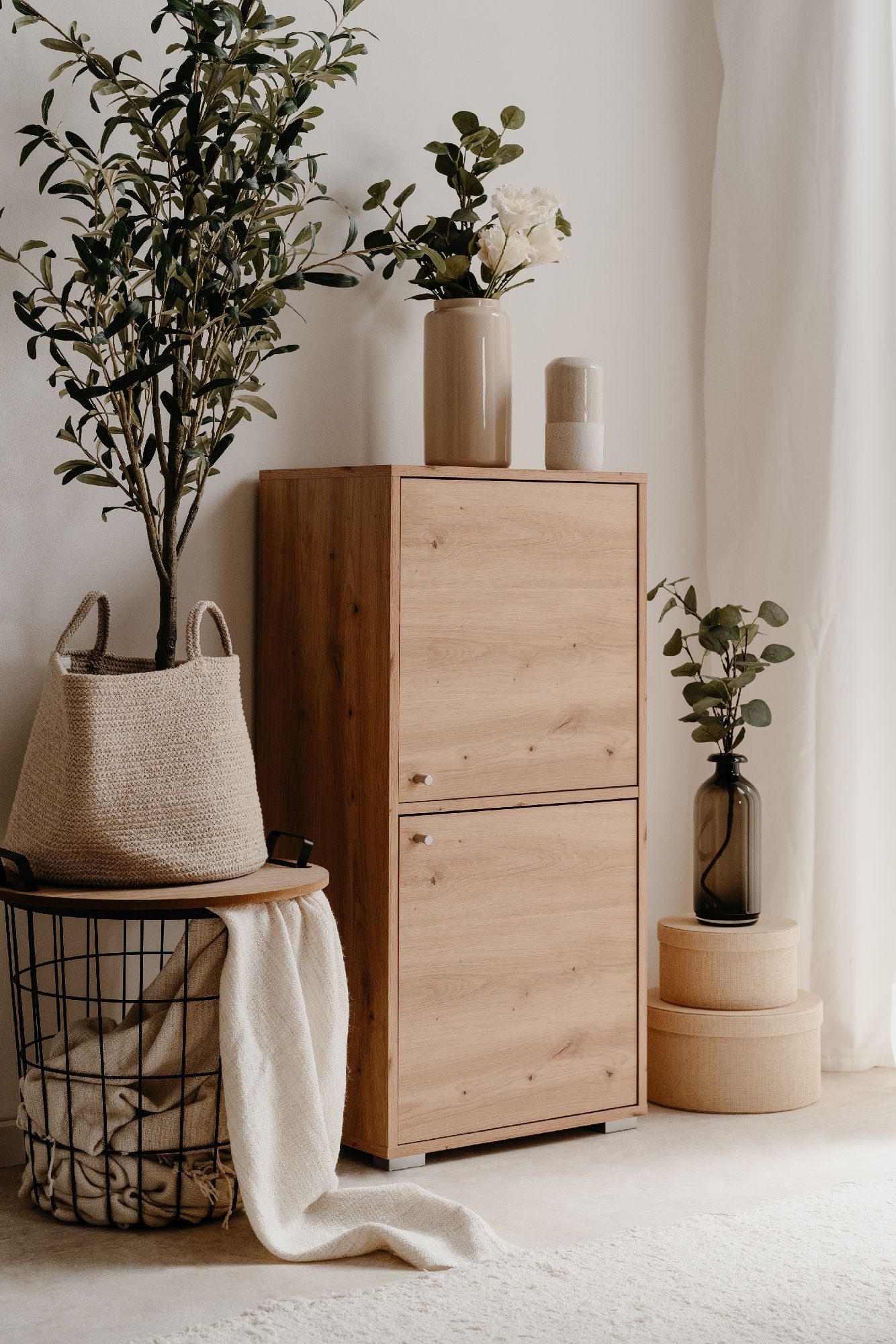 Finori Regal Fyn 20D, Artisan Oak, Modern, inkl. Wandbefestigung, 46 x 96,5 x 33,5 cm