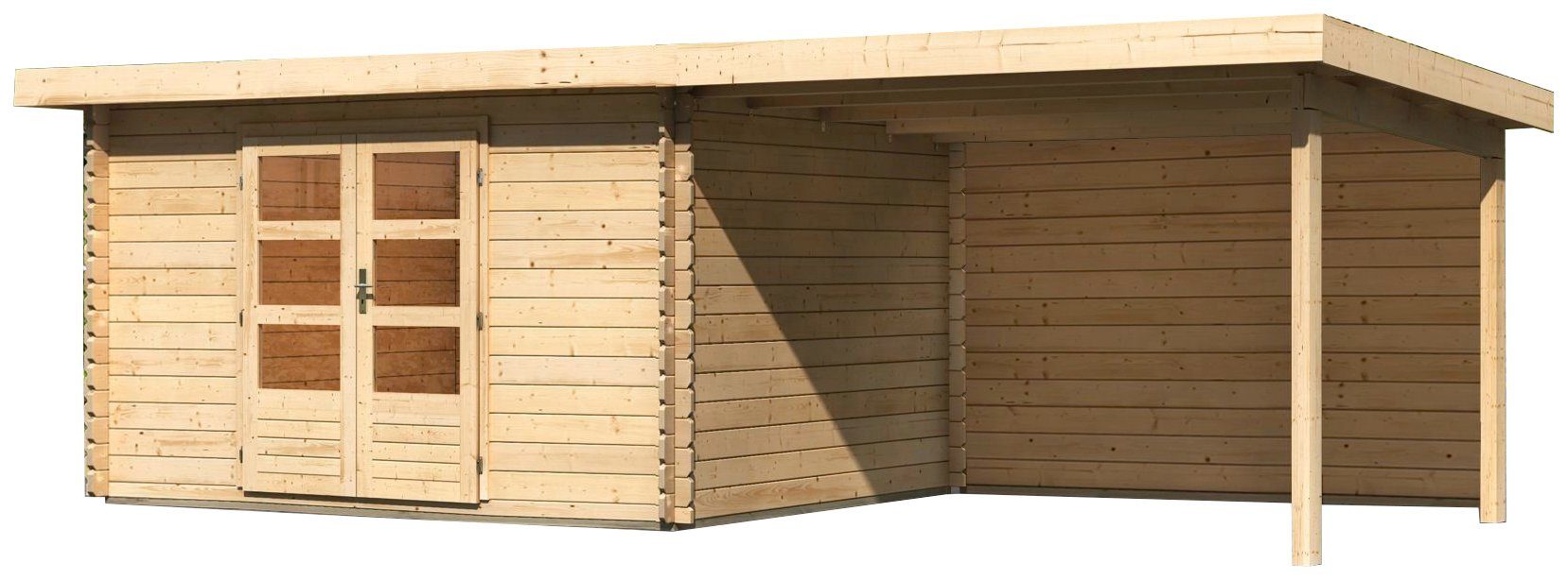 BxT: Anbaudach 7, Schloßsee und Gartenhaus 674x333 KONIFERA mit Rückwand cm, naturbelassen Boden,