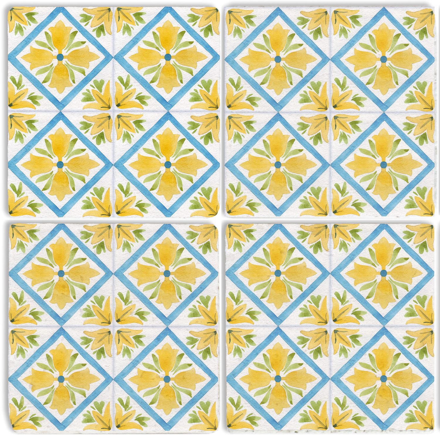 queence Getränkeuntersetzer Gelbe Mosaik Fliesen Steine, Set, 4-tlg., Mosaik Set Topfuntersetzer Naturstein Untersetzer 10x10x1cm